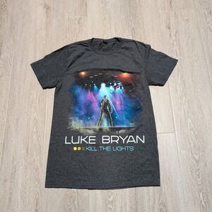 Luke Bryan Kill the Lights Tour T-Shirt Charcoal Heather Gray Small Concert Tee